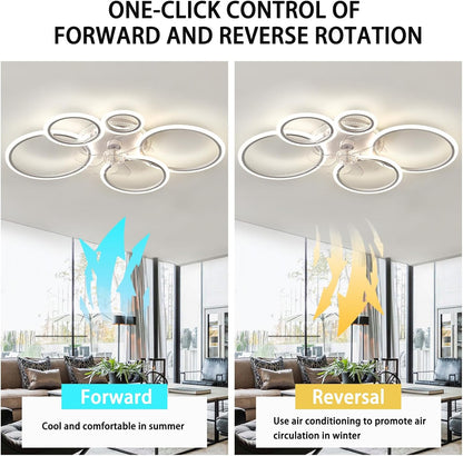95 Cm Ventilatorlicht Dimbaar, Omkeerbaar Ventilatorlicht APP Met Afstandsbediening, Modern Ventilatorlicht 72 W Woonkamer Stille Timer 6 Snelheden Geschikt Voor Slaapkamer En Woonkamer-White