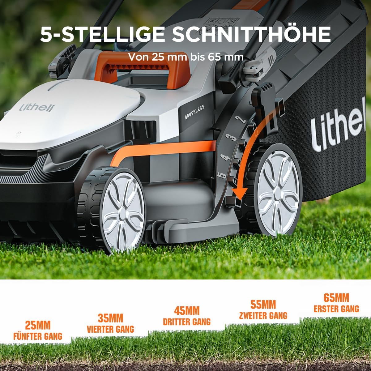 Accugrasmaaier – Draadloze Grasmaaier – Elektrische Grasmaaier – Accu Grasmaaier – Tuingrasmaaier – 33 cm Maaibreedte – 30 Liter Opvangbak – Verstelbare Maaihoogte 25-65 mm – 20V 4,0 Ah Accu – Geschikt Tot 200 m²
