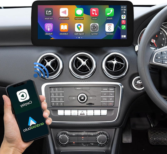 Road Top 12.3 Inch Car Radio Wireless CarPlay Android Car Touch Screen for Mercedes Benz A CLA GLA Class W176 C117 X117 X156 2016-2018 Year with NTG5.0 System, Support Mirrorlink - QUORE