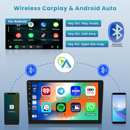 Autoradio – Android Radio – Multimedia Systeem – Inbouw Radio – 2DIN Speler – 9 Inch HD Touchscreen – Draadloze CarPlay & Android Auto