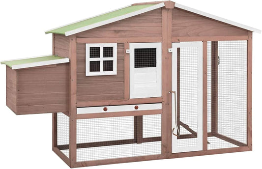 Kippenhok – Kippenverblijf – Kippenren – Pluimveehok – Konijnenhok – Stevig Dennenhouten Houten Kippenhok – Waterafstotend Polyester Dak – Ruime Nestkast