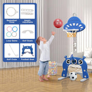 4-in-1 Basketbalstandaarden - Basketbalpaal - Basketbalring - voor Kinderen - Peuters - In Hoogte Verstelbaar - Voetbaldoel Ring - Golf - voor Binnen - Buiten - Sportspeelgoed - Cadeaus - 152 cm - Blauw
