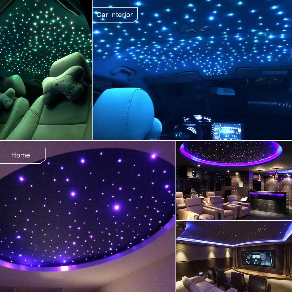 10 W Twinkle Fiber Optic Lights Kit met Mode Musique pour Star Plafondlamp Sky Light Car Home Gebruik RGBW Light Engine + 28 Key Remote Control + Fiber Optic Kabel 375 stuks 9.8ft/3m (0.03+0.04+0.06in)