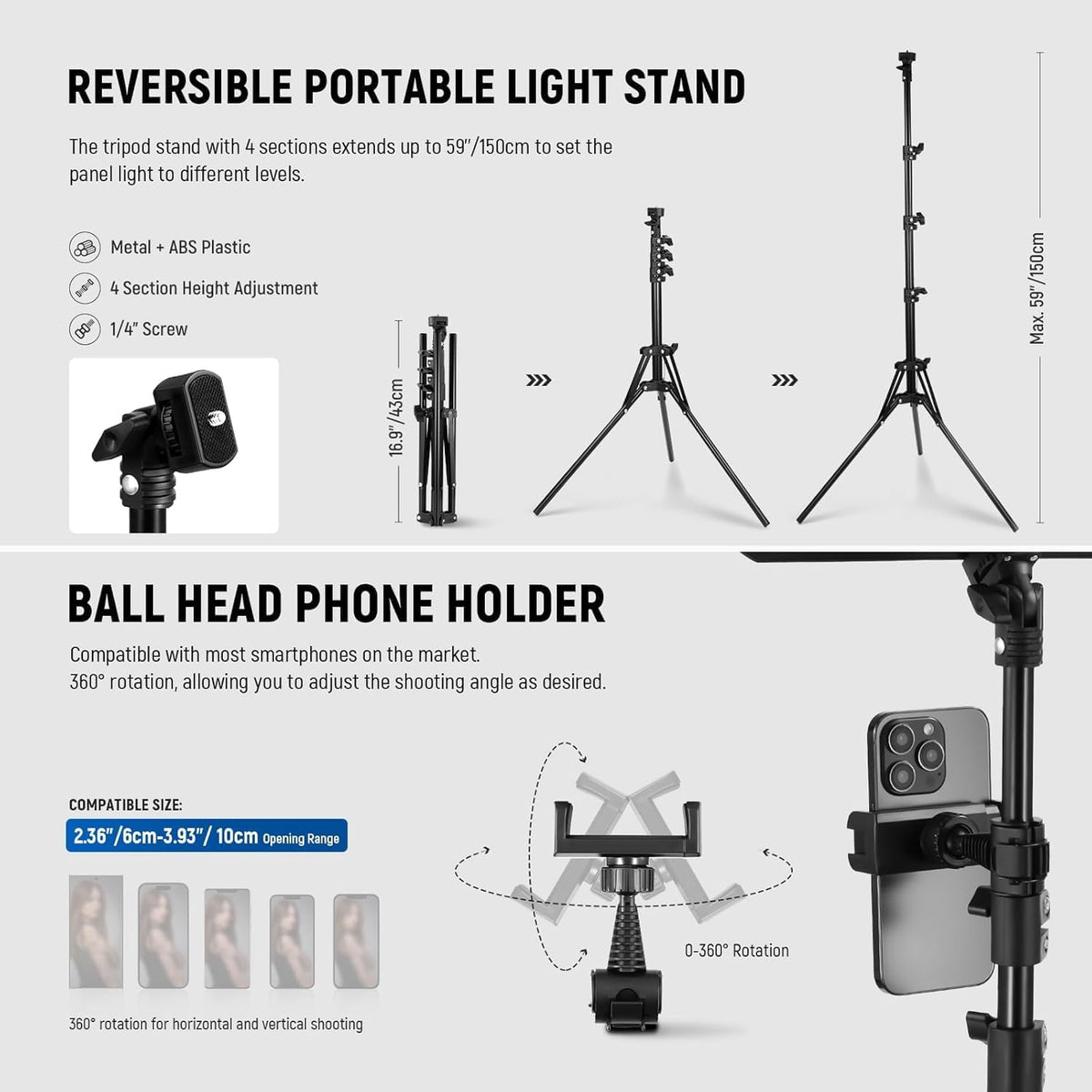 Led-Videolichtset Set van 2 – Videolamp – Studiolamp – Paneellamp – Fotolamp – 320 Leds Per Lamp – Dimbaar 1-100% En 2700-6500 K