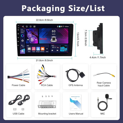 4+64G Stereo Auto 2 din Android met GPS -Navigatie, Bluetooth Dubbele din Radio Auto met Scherm, Motorsi Auto Radio Support Mirrorlink/FM/WIFI/USB/SWC + Microfoon