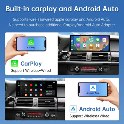 Road Top CarPlay Screen, 12.3 inch Car Radio Touch Screen for BMW X5/X6 Series E70/E71 with CIC System (2009-2014 year), Car Stereo with Narrow Bezel, Compatible with Apple CarPlay/Android Auto/MirrorLink - QUORE