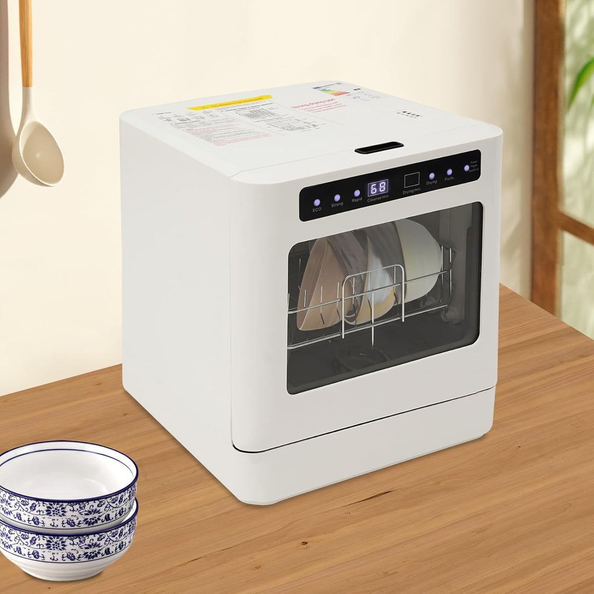 Tabletop Dishwasher, 4 Programs, 72°C Hot Water with Drying Function, 800 W Electric Dishwasher, Touch Control