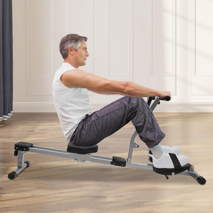 Home Rowing Machine, Foldable Multifunctional Sports Equipment for Cardio and Strength Training, with 12 Resistance Levels and LCD Monitor, Maximum Load 120 kg - QUORE