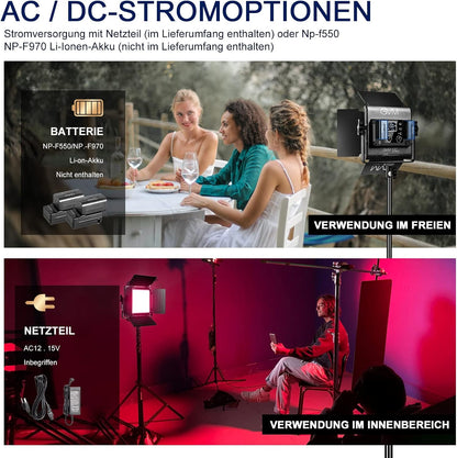 GVM Led-videolamp, paneel met statief, set van 2, 40 W, 800D RGB, fotografie, studiolicht, app-bediening, 3200K-5600K videoconferentielicht, 18 lichteffecten voor studio, fotografie, YouTube streaming