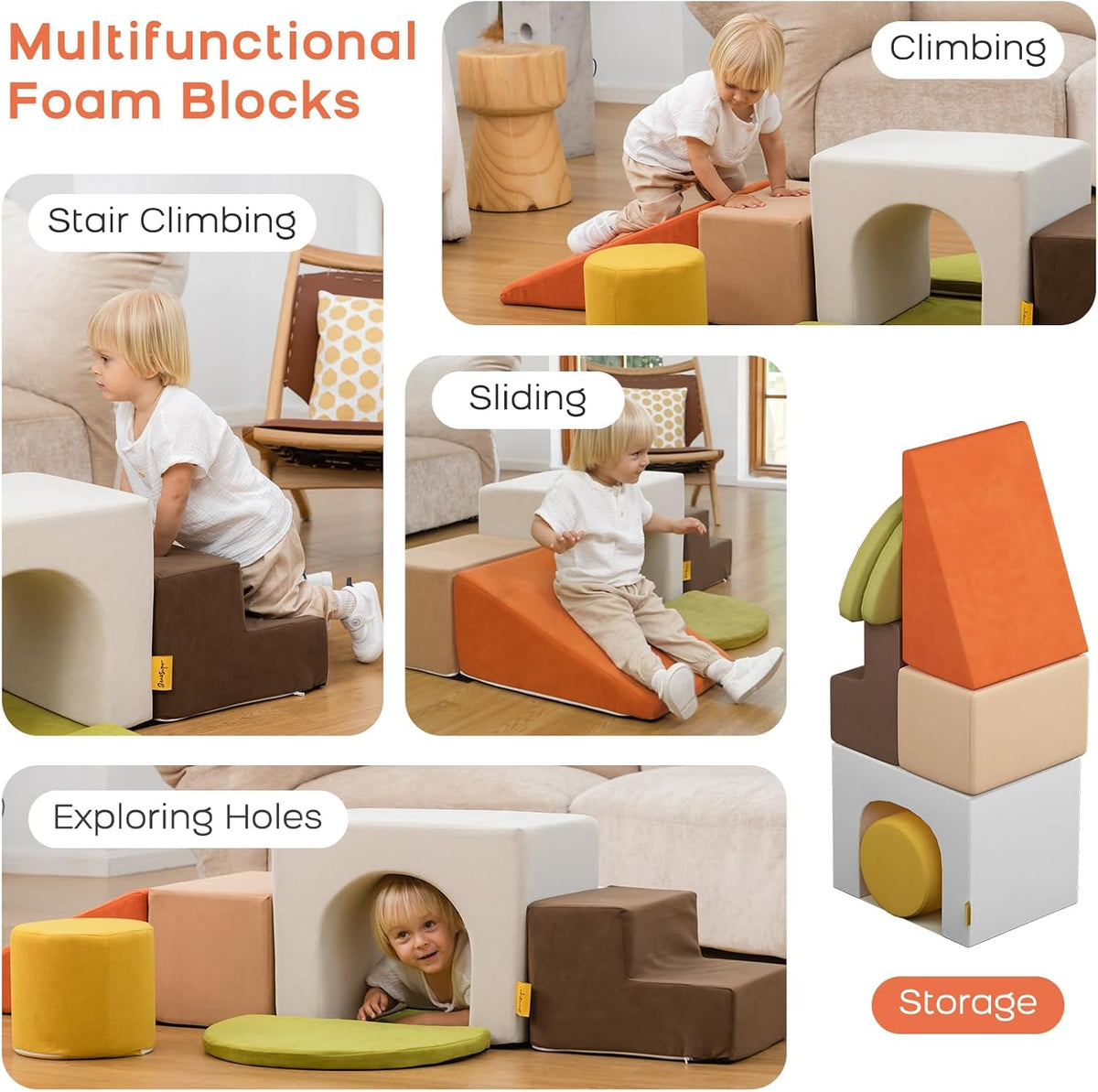 BanaSuper Kids Zachte Speelset, Schuimrubberen Klimblokken voor Kinderen, baby, Soft Climber, Indoor Hindernisbaan van Schuimrubber, voor Kleine Kinderen, Montessori-speelgoed
