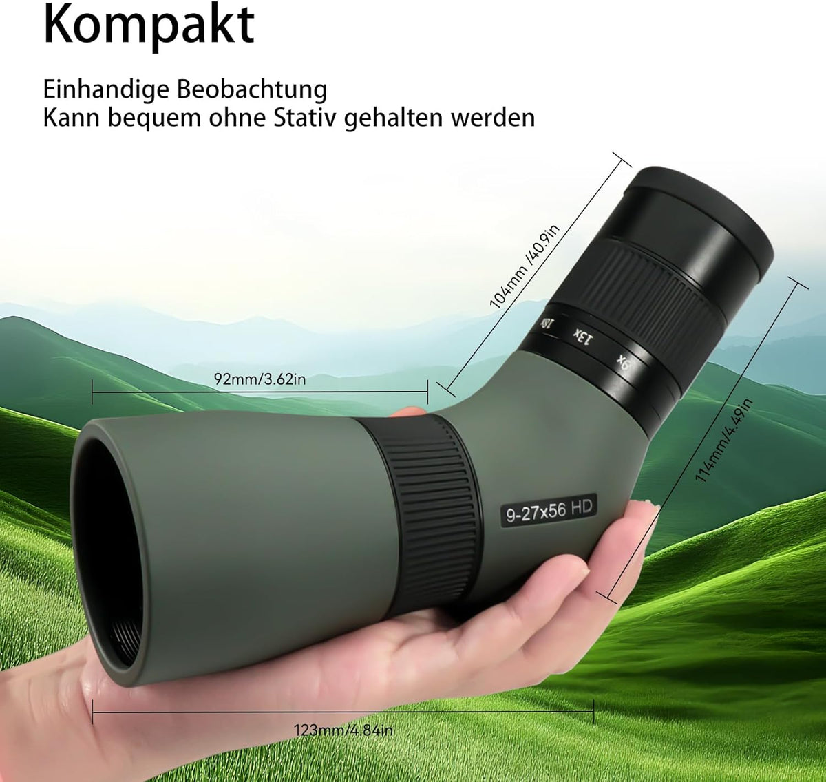 Spotting Scope – Spektiv – Verrekijker – Monokijker – Monoculair – 9-27x Vergroting – ED Glas en Compact Design