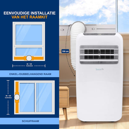 Serenelife Mobile Air Conditioner, Portable 4-in-1 Air Conditioner with Built-in Dehumidifier Function, Mobile Air Conditioner with Fan Mode, Remote Control, Complete Window Mount Exhaust Kit, White - QUORE