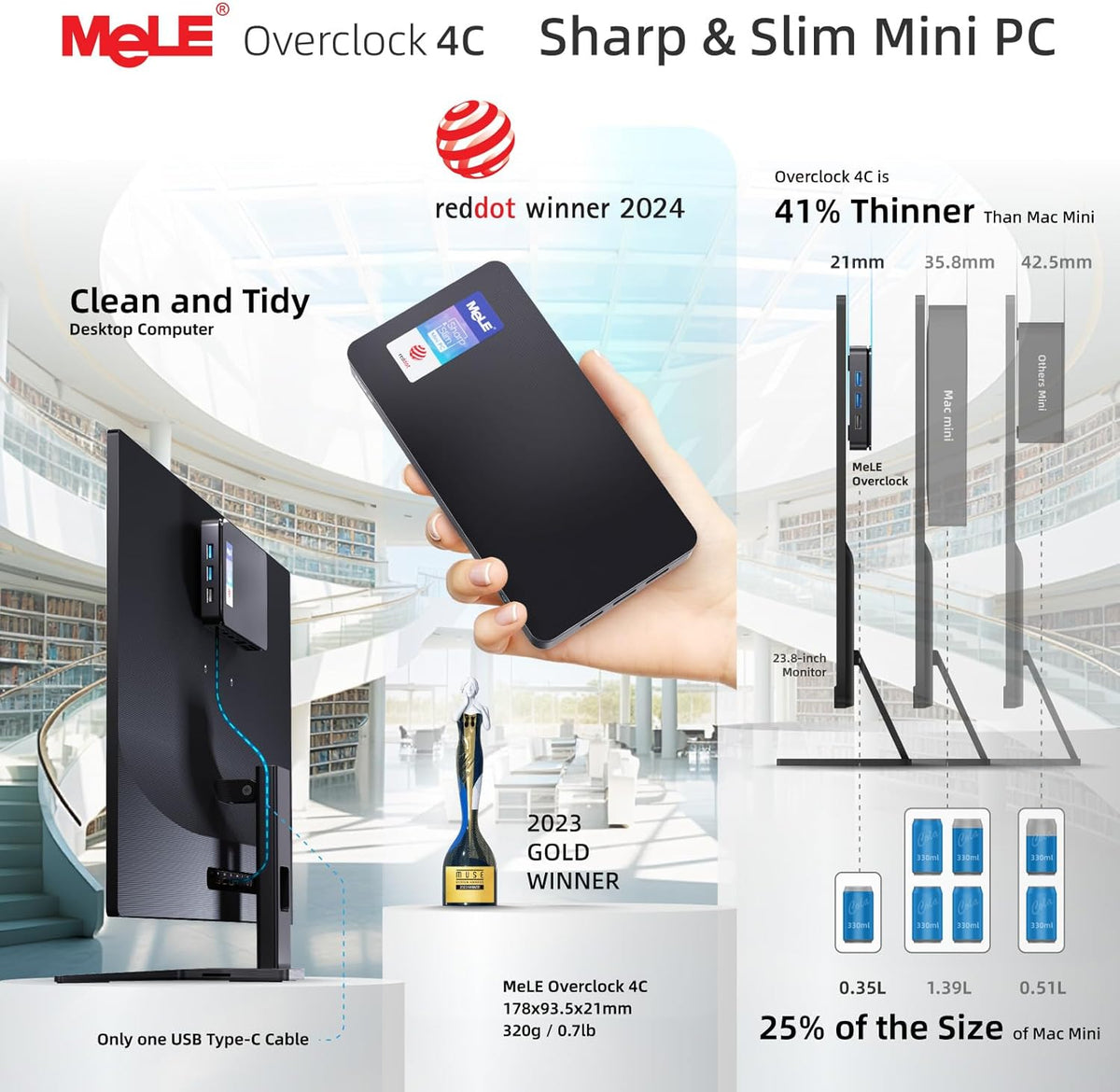 Mini PC – Mini Desktop – Compacte Computer – Kleine PC – Desktop Computer – 32GB RAM – 512GB SSD – Windows 11 Pro – Triple Display – USB-C Multifunctioneel