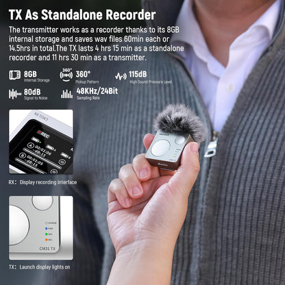 Draadloze Lavaliermicrofoon – Draadloze Microfoon – Lavalier Microfoon – Clip-On Microfoon – Microfoonset Voor Telefoon En Camera – Plug-And-Play Zonder App – 8 GB Intern Geheugen En Tot 250 M Bereik