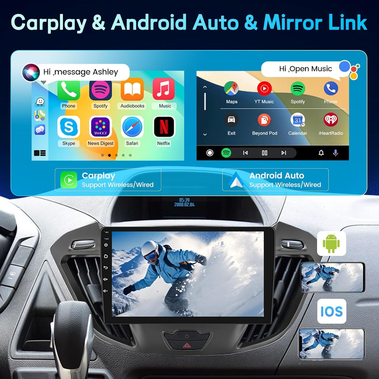 Upgrade Autoradio – Android Headunit – Multimedia Radio – Navigatiesysteem – Touchscreen Stereo – 9 Inch Display – Wireless CarPlay & Android Auto – GPS Navigatie & WiFi