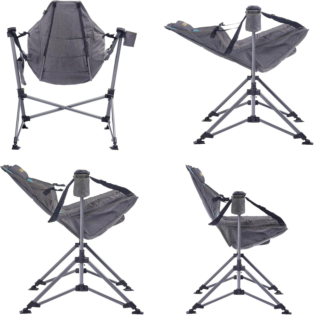 Uquip Campingstoel Rocky 2.0 strandstoel schommelstoel opknoping stoel klapstoel petrol/grijs