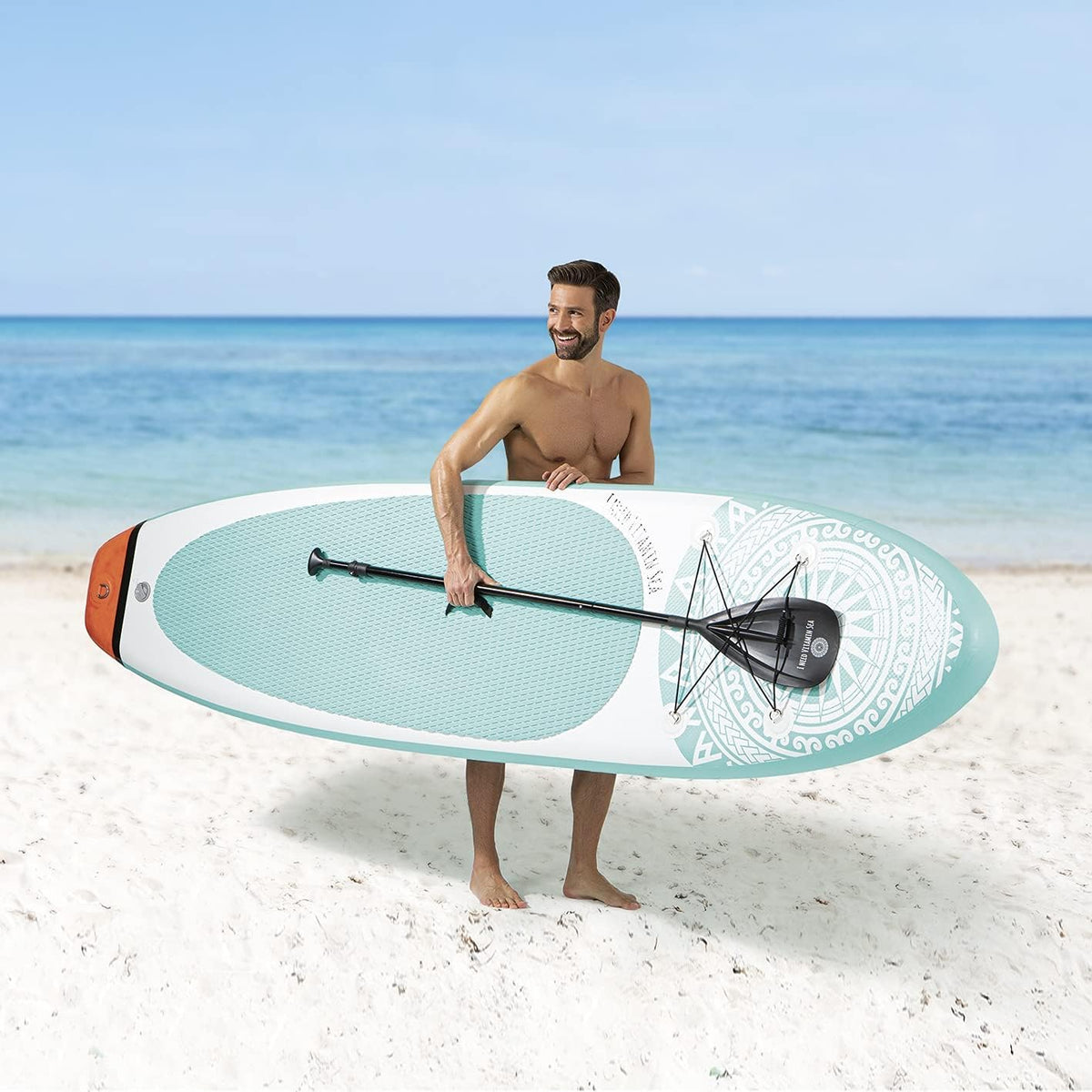 EASYmaxx Stand-up paddle-board 'I need Vitamin Sea' | SUP incl. draagtas, reparatiekit en luchtpomp, met praktische draaggreep | premium kwaliteit