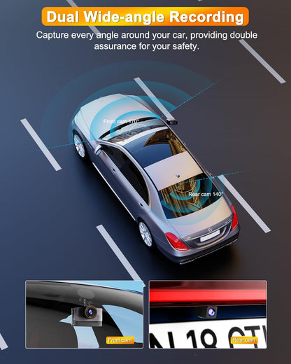 4K Dashcam Voor en Achter – Dashcam Auto – Auto Camera – Autocamera – Dubbele Dashcam – WiFi & App-Besturing – 64GB SD-Kaart Inbegrepen