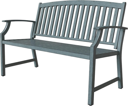 Grand patio Buitenbank voor 3 personen, tuinligstoel voor buiten, terras, balkon, veranda, beschermt tegen wind en regen, alle metalen (lichtblauw)
