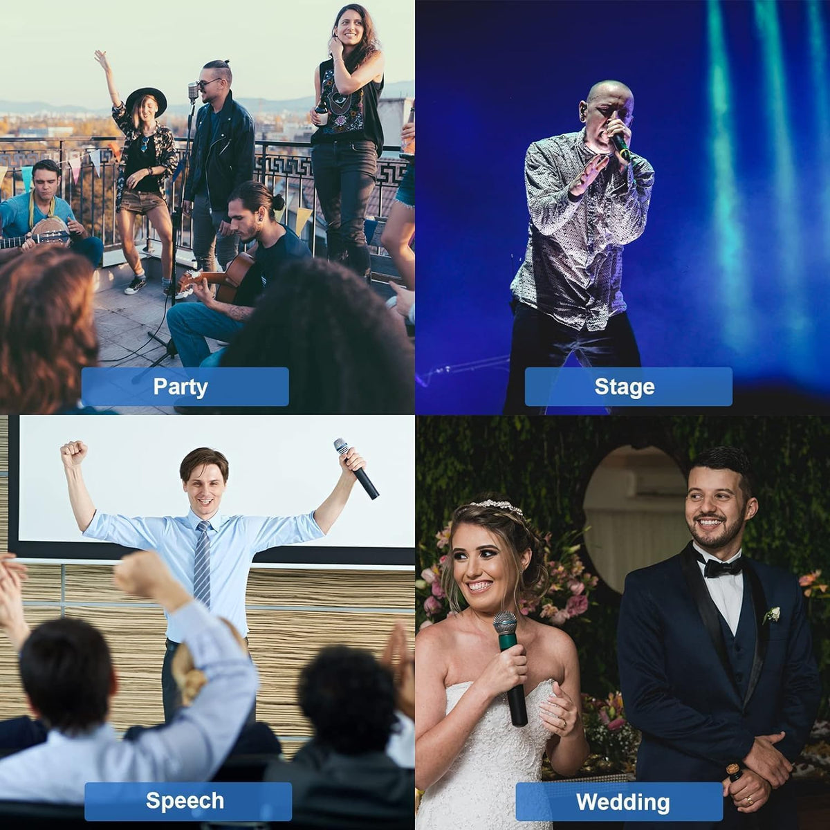 Draadloos microfoonsysteem, UHF karaoke-microfoon, draadloos microfoon voor karaoke, bruiloft, roadshow, conferentie, feest, compleet karaoke-set met draadloos microfoon