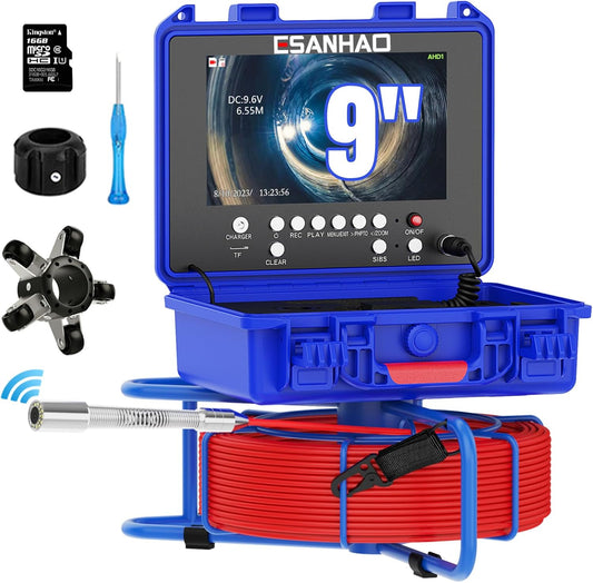 Inspectiecamera, buizen, 512 Hz, zelfnivellerende meter, 9 inch DVR-endoscoopcamera voor uitlaatbuis, Fognario, buisleiding, industriële endoscoop, IP68 waterdicht, 30 m