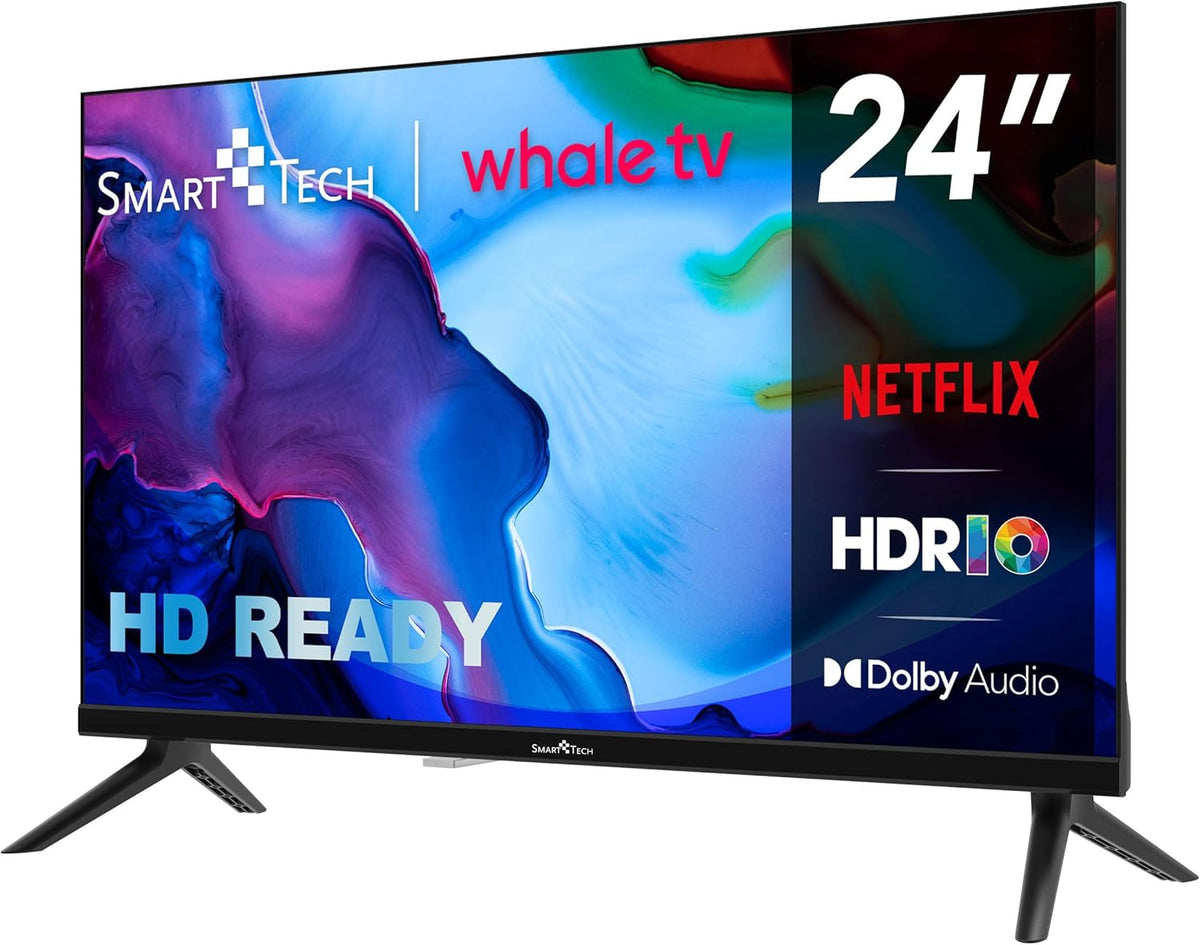 Smart Tech 24 inch (60 cm) HD LED TV Whale OS-24HH01V- Molotov, Netflix, Prime Video, Disney+ 3 x HDMI - 2 x USB -Dolby Digital+