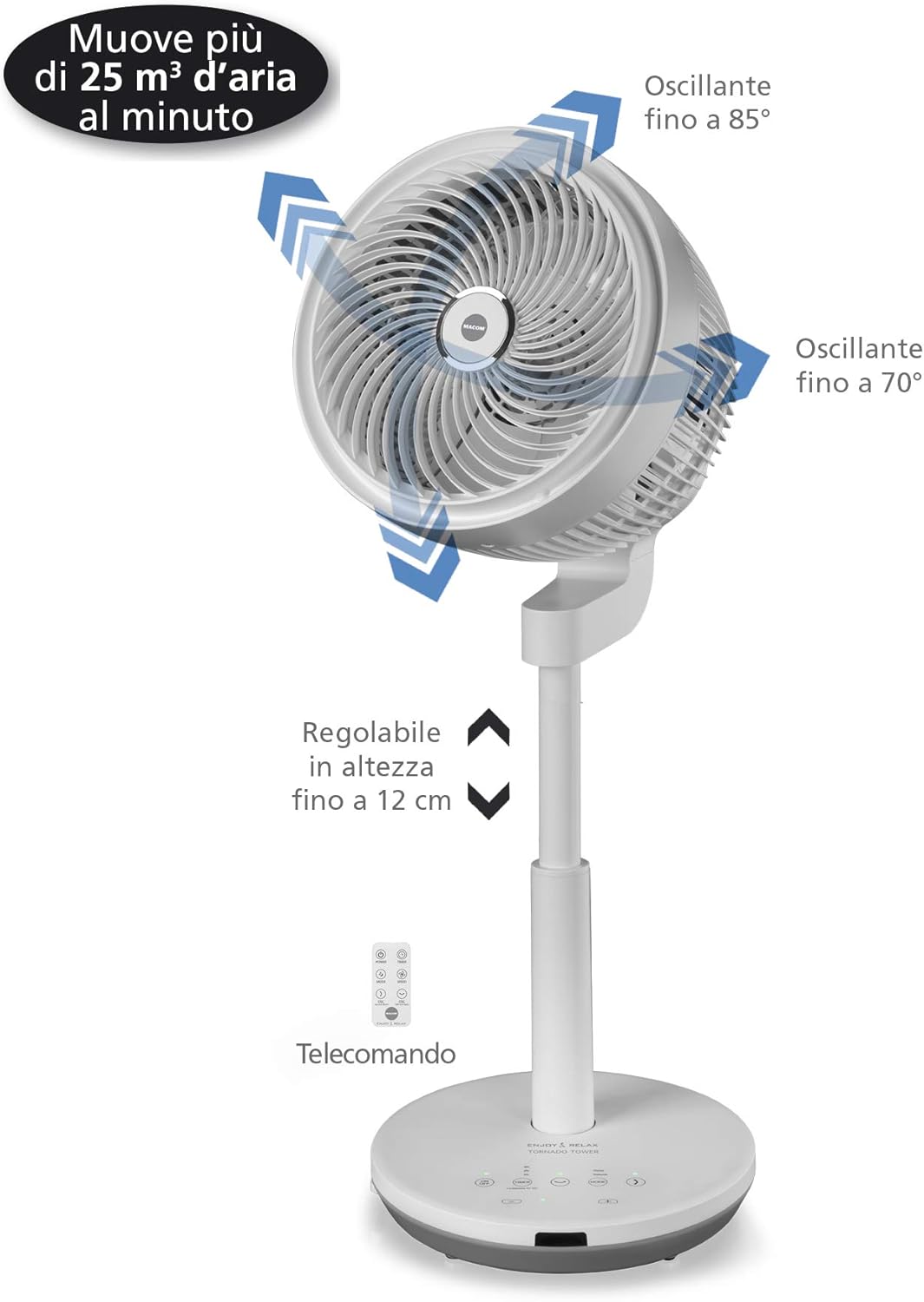 Staande Torenventilator Wit – Torenventilator – Staande Ventilator – Kolomventilator – Vloerventilator – Dubbele Automatische Oscillatie – Compact Torenmodel