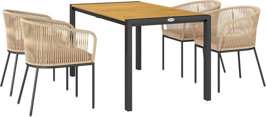 Tuinmeubelset – Balkonmeubels – Terrasmeubelen – Buitenmeubels – Loungeset – 5-delig Polyrattan – Weerbestendig & Afneembare Kussens