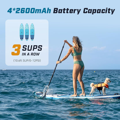Peakspeak 20 PSI elektrische peddelboardpomp S1 – draagbare SUP-luchtpomp, oplaadbare batterijvoeding, intelligente inflatie en deflatie, auto-off voor SUP-boards, boten, kajaks en tenten