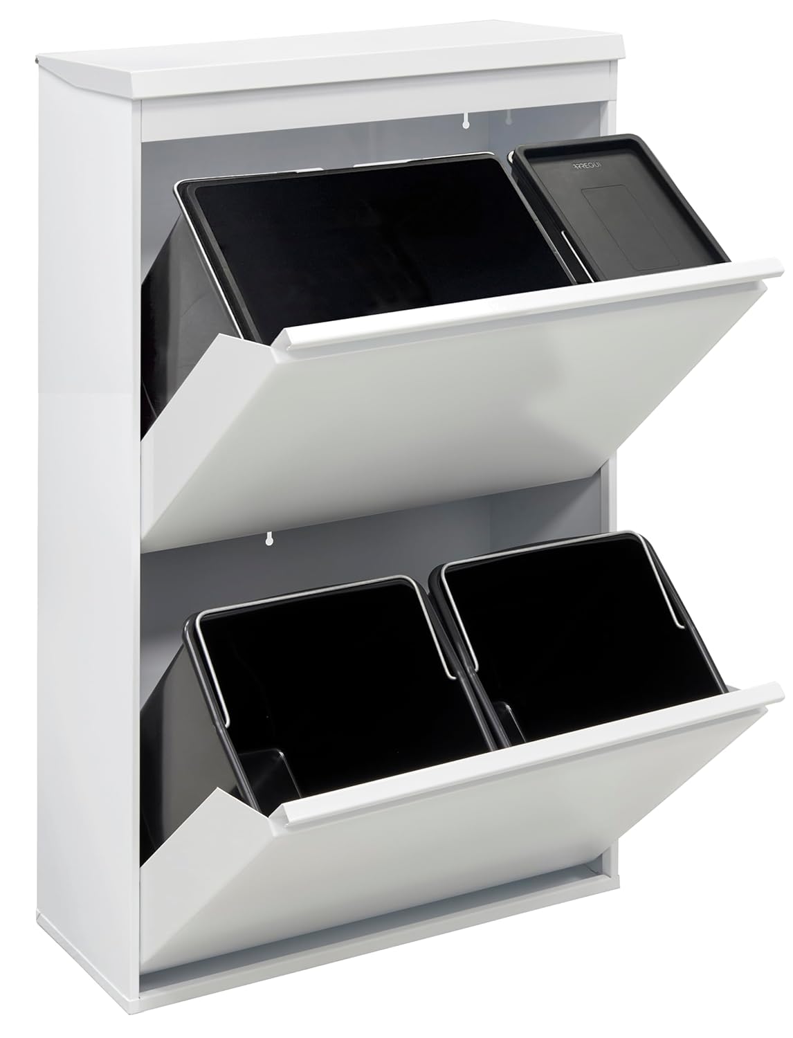 ARREGUI Top CR621-B2 Recycling Container | Waste Container with Storage Compartment | 4 Compartments 23+11+17+17 L (68 L) | Inner Buckets for PMD and GFT | Recycle Bin for Waste Separation | Waste Bin - QUORE