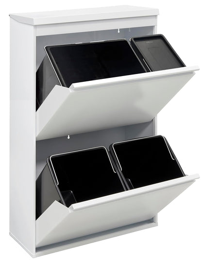 ARREGUI Top CR621-B2 Recycling Container | Waste Container with Storage Compartment | 4 Compartments 23+11+17+17 L (68 L) | Inner Buckets for PMD and GFT | Recycle Bin for Waste Separation | Waste Bin - QUORE