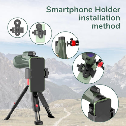 12x56 HD Monocular Telescope with Smartphone Adapter, Upgraded Tripod, Hand Strap - High Power Monocular with Clear Low Light Vision for Star Watching - Lightweight Monocular for Bird Watching Hunting