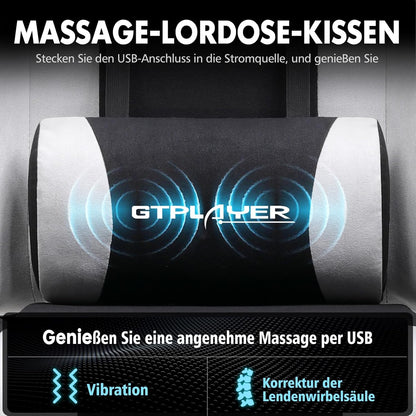 GTPLAYER Gamingstoel, bureaustoel, ergonomische pc-stoel, gamingstoel met massagesteun, task stoelen met voetensteun en hoofdsteun, witte stof