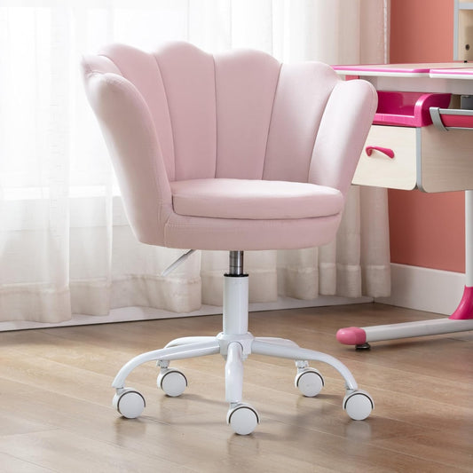 chairus Children's Office Chair Height Adjustable Velvet Petal Swivel Chair Comfortable Office Chair for Girls Children Pink - QUORE