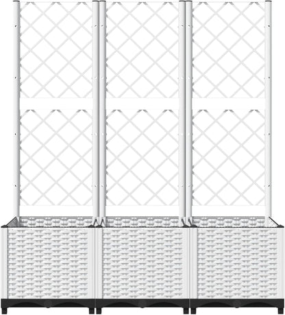 Gecheer Garden Planter with Trellis White 120x40x136cm PP - QUORE