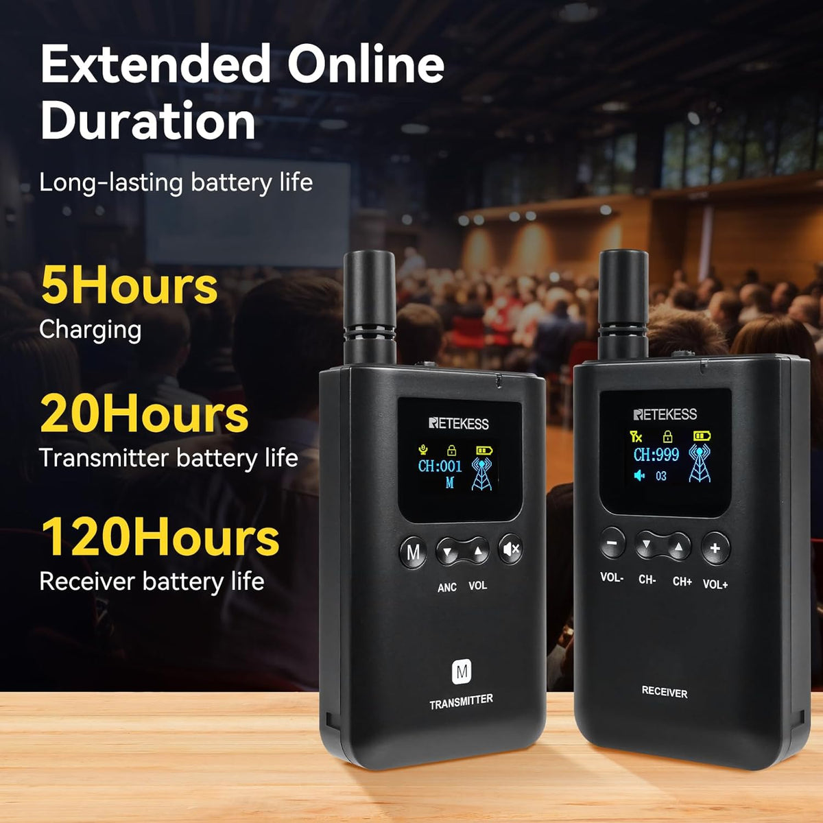 Draadloos Tourguide Communicatiesysteem – Tourguide Systeem, Audiogids, Gidsensysteem, Groepscommunicatiesysteem – 3 Zenders, 29 Ontvangers – Full-Duplex Communicatie – Bereik Tot 200 M, 999 Kanalen, 32 Slots