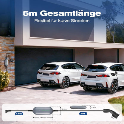 Teskee Type 2 oplaadkabel Schuko 3,68 kW draagbare EV oplader 16 Amp 6 meter