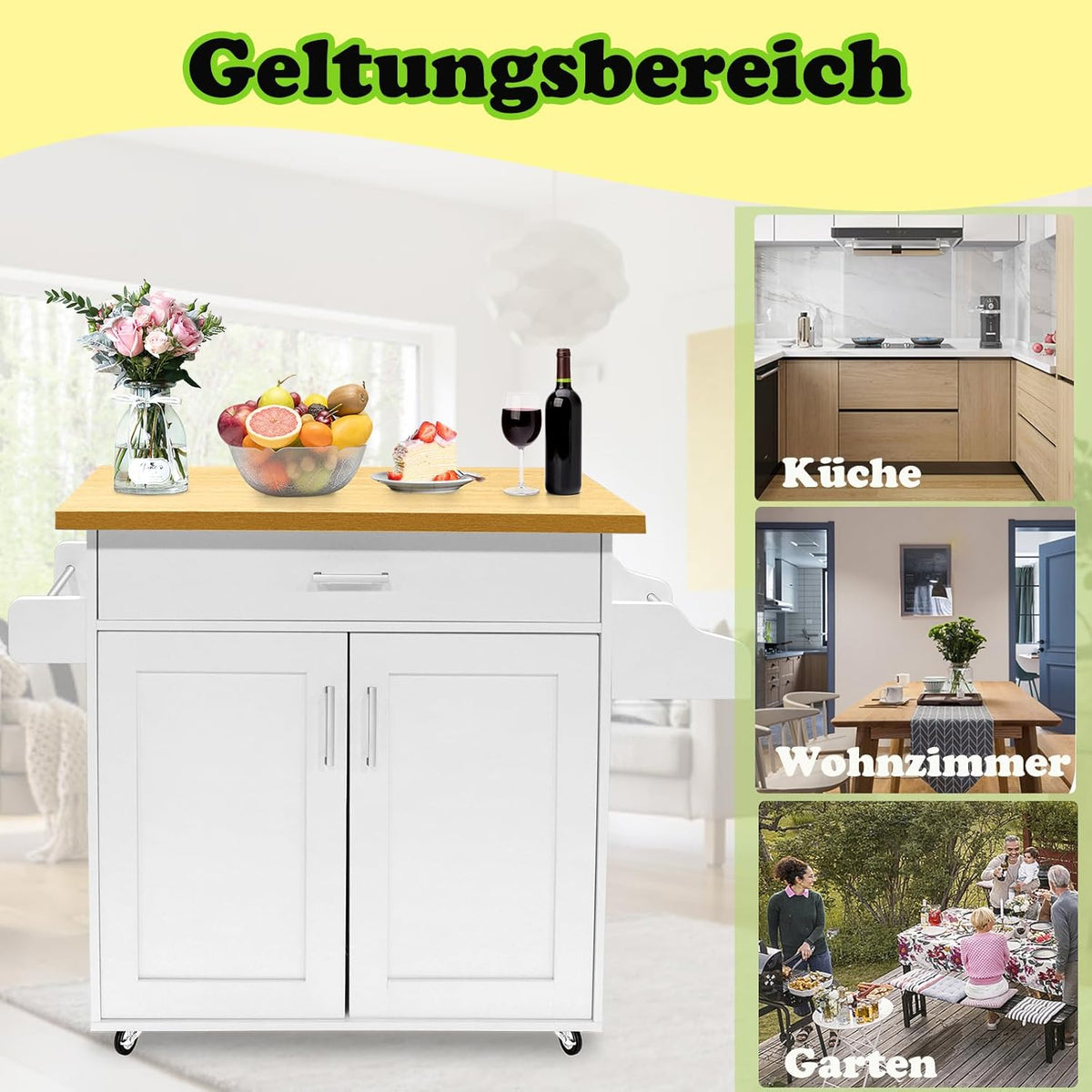 Keukentrolley – Mobiele Keukenwagen – Keukenkast – Serveerwagen – Keukenkar – Extra Opbergruimte – Duurzaam MDF – 115x36x90 cm