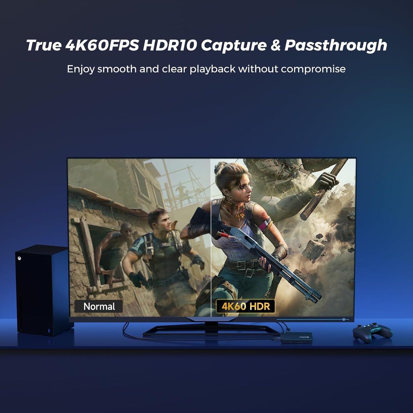 NearStream 4K60 HDR10 Capture Card met HDMI Pass-Thru, USB3.1 Video Capture Card voor streaming, opnemen in 4K 60FPS met ultra-low latency op PS5/Xbox/Switch in OBS, YouTube werkt met pc/Mac