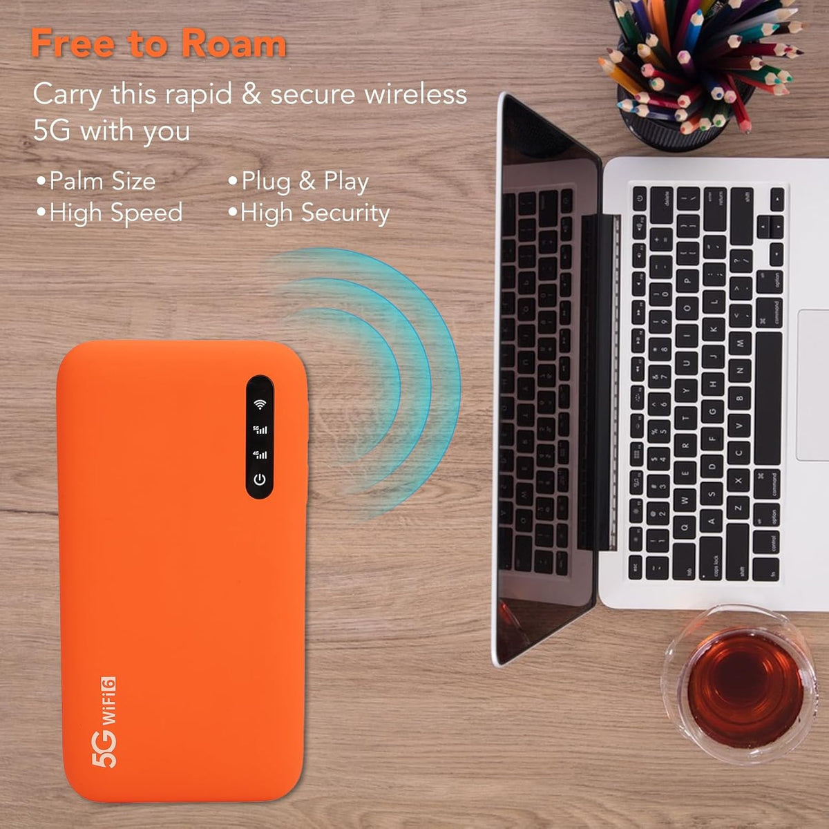5G Mobiele Hotspot, Draagbare Reisrouter met SIM-kaartsleuf Ondersteunt 16 Gebruikers Tegelijkertijd, Pocket Dual Band Wi-Fi 6-apparaat met 6100mAh-batterij, Beveiligd Internet
