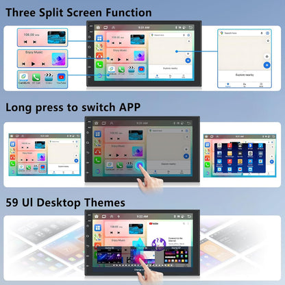 【8 Cores 6+128G】 Hodozzy Carplay Android Autoradio 2 Din met GPS 7 Inch Touchscreen, Bluetooth Autoradio met Android Auto/DSP/WiFi/RDS/FM/USB + Achteruitrijcamera