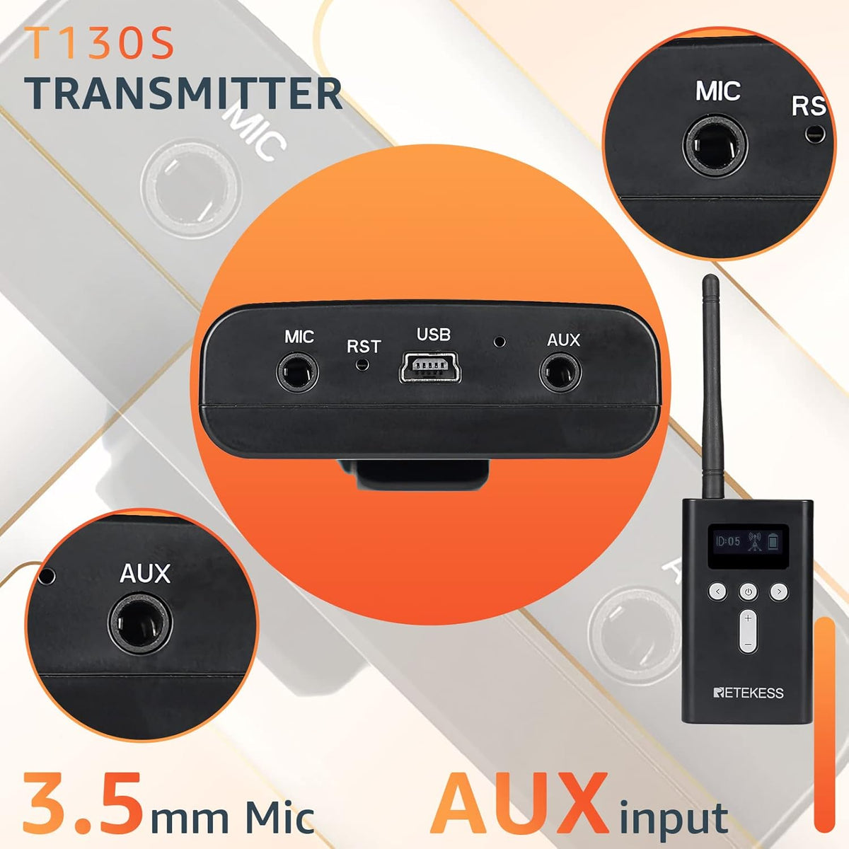 Retekess T130S Geüpgraded Tourgidssysteem, 49 Kanalen Draagbaar Draadloos Audiosysteem, 100 m Taalinterpretatiesysteem Voor Toerisme, Fabriek, Conferentie, Kerk, Universiteit, Training