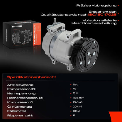 Frankberg 1 x klimaatcompressor compatibel met Aveo/Kalos sedan T250 T255 1,4 l benzine 2008-Vandaag Lacetti J200 1,4 l - 1,8 l benzine 2005-2013, vervanging # 96442920
