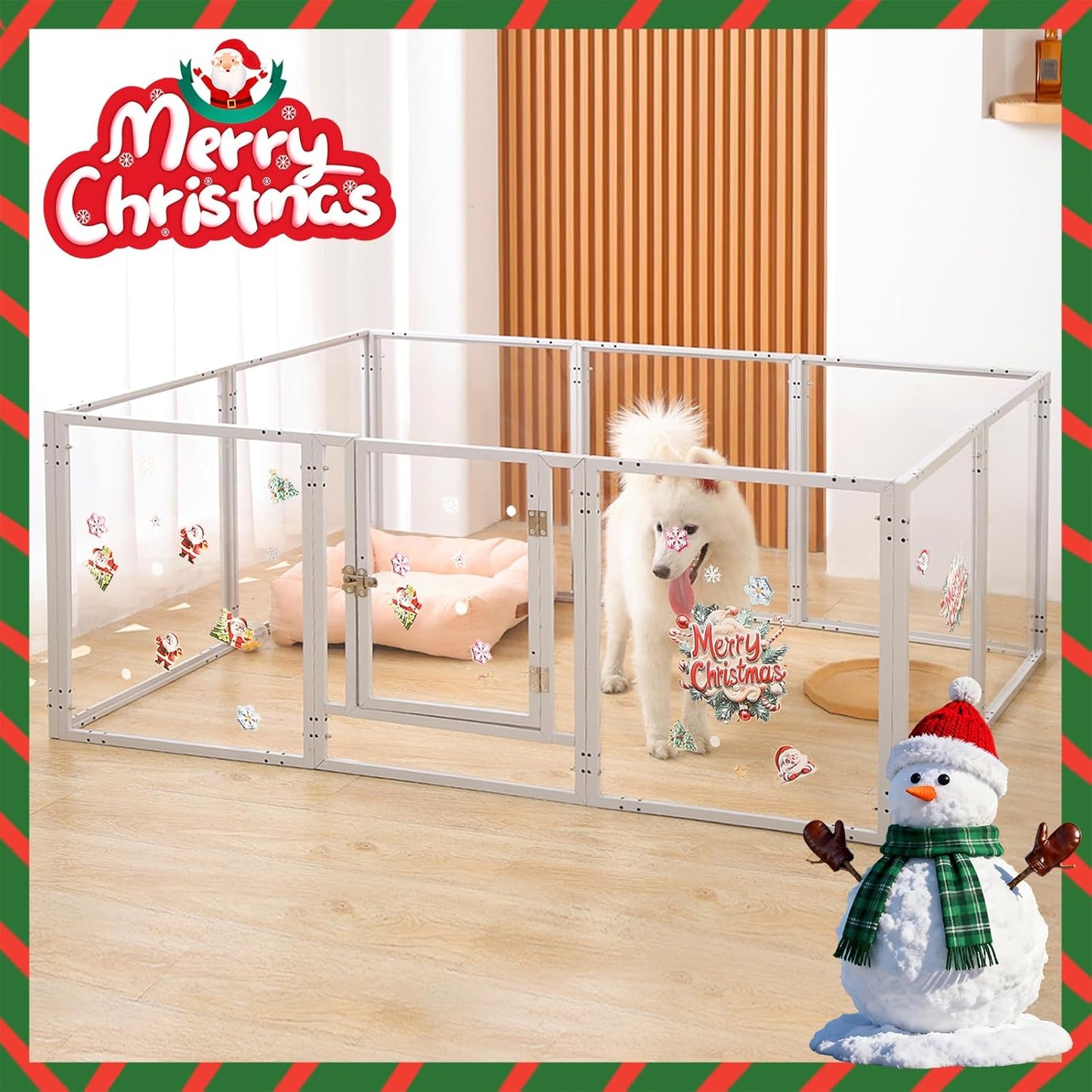 Doorzichtige acryl hondenspeelbox voor binnen - 130 cm 10 panelen huisdierbox voor kleine honden en katten, buitengebruik met deur, eenvoudig te monteren en schoon te maken (wit-10, 23 inch, 10