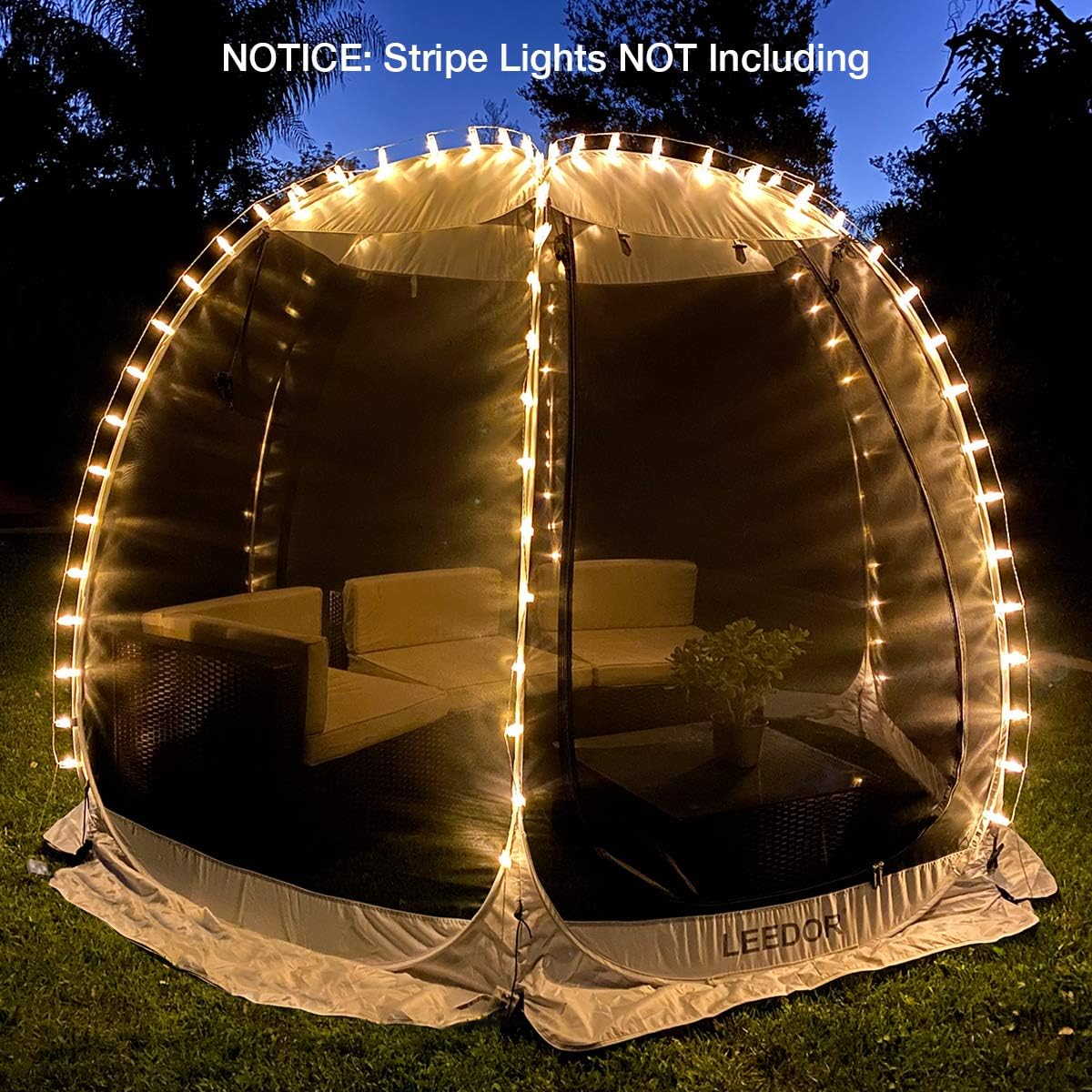LEEDOR Pop-up gaas-tent voor 4-6 pers. Paviljoen, afgeschermde kamer met muskietengaas, uv-bescherming, draagtas, perfect voor tuin, terras of camping, beschermt tegen zon en insecten, 3 x 3 m