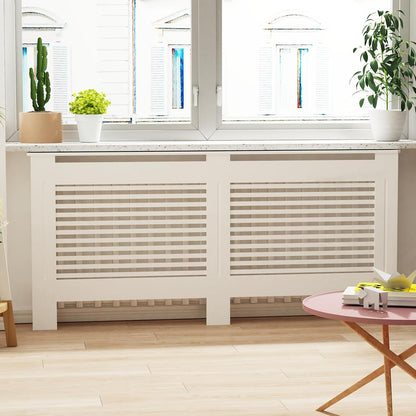 FATIVO Hoge Radiator Cover Houten Kast: Interne Hoogte 100cm Extra Grote Witte Horizontale Lat Heater Covers Moderne Hoge Radiator Plank Dikker MDF Houten Hal Thuis Kantoor Meubels Decoratief