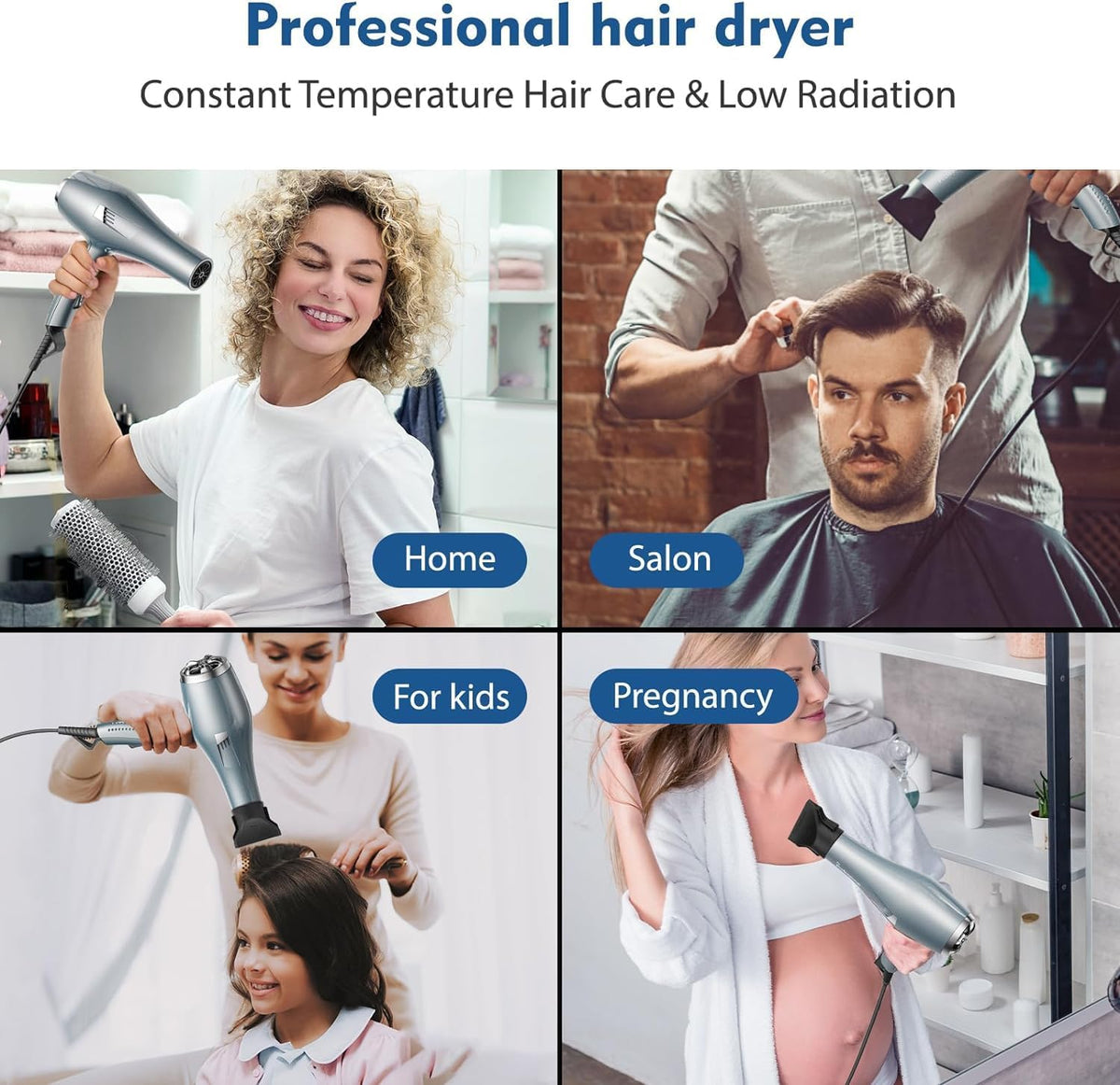 Professionele Haardroger Blauw – Föhn – Haarföhn – Ionen Föhn – Salon Föhn – 33 m/s Sneldrogend – 120 Miljoen Negatieve Ionen