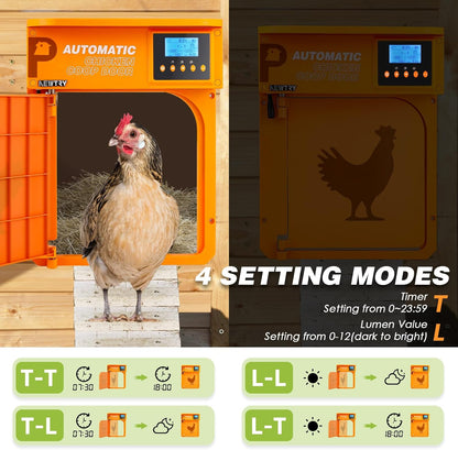 NEWTRY Automatic Chicken Door Opener with Timer and Light Sensor, 10 W, Solar Powered with Remote Control, 40 m - QUORE