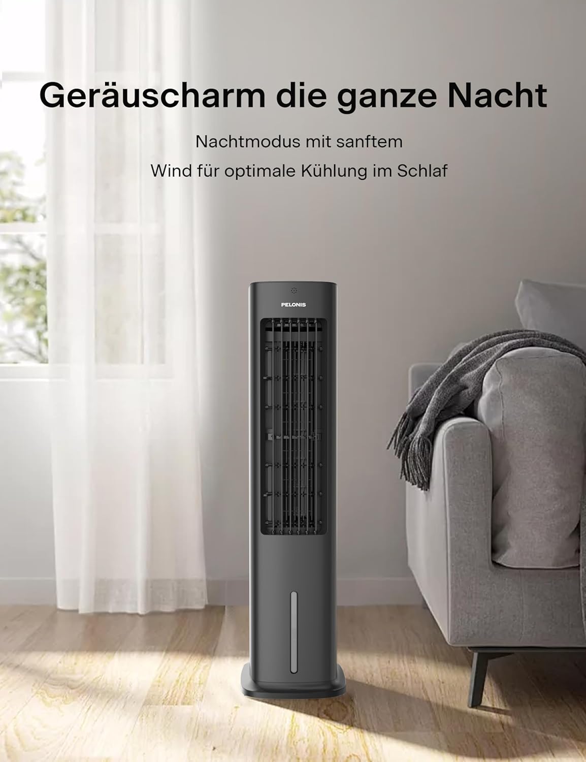 Pelonis Verdampingskoeler met afstandsbediening, 3-in-1 draagbare luchtkoeler, ventilator, luchtbevochtiger en automatische oscillatie, 3 standen, timer, 7 uur, 2 koelpads voor thuis en op kantoor