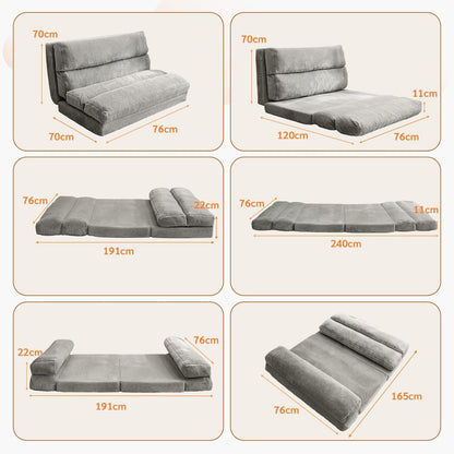 Maxyoyo Bean Bag Bed Foldable Sofa Floor Mattress for Adults, Extra Thick 6 Way Folding Sofa Sofa Bedroom Living Room Grey 75x240cm